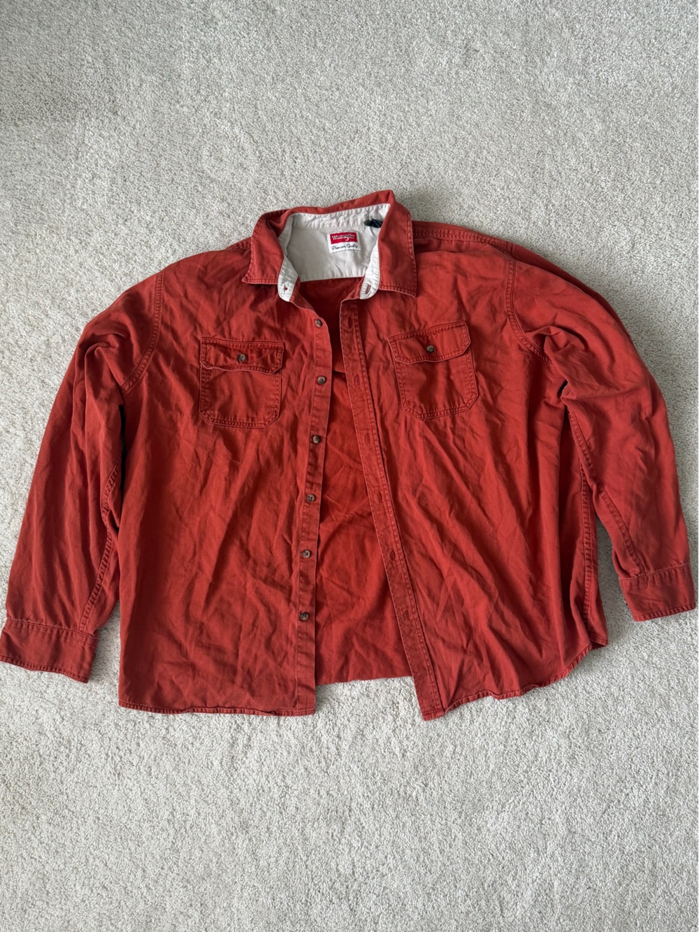 Vintage Wrangler Rust Orange Long-Sleeve Button-Down Shirt